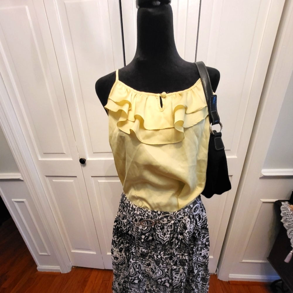 4/$19 Vintage y2k Satin Ruffled Adjustable Spaghetti Strap Camisole Sz  M